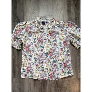 Woman Gap Puff Sleeve Shirt Floral Size Small